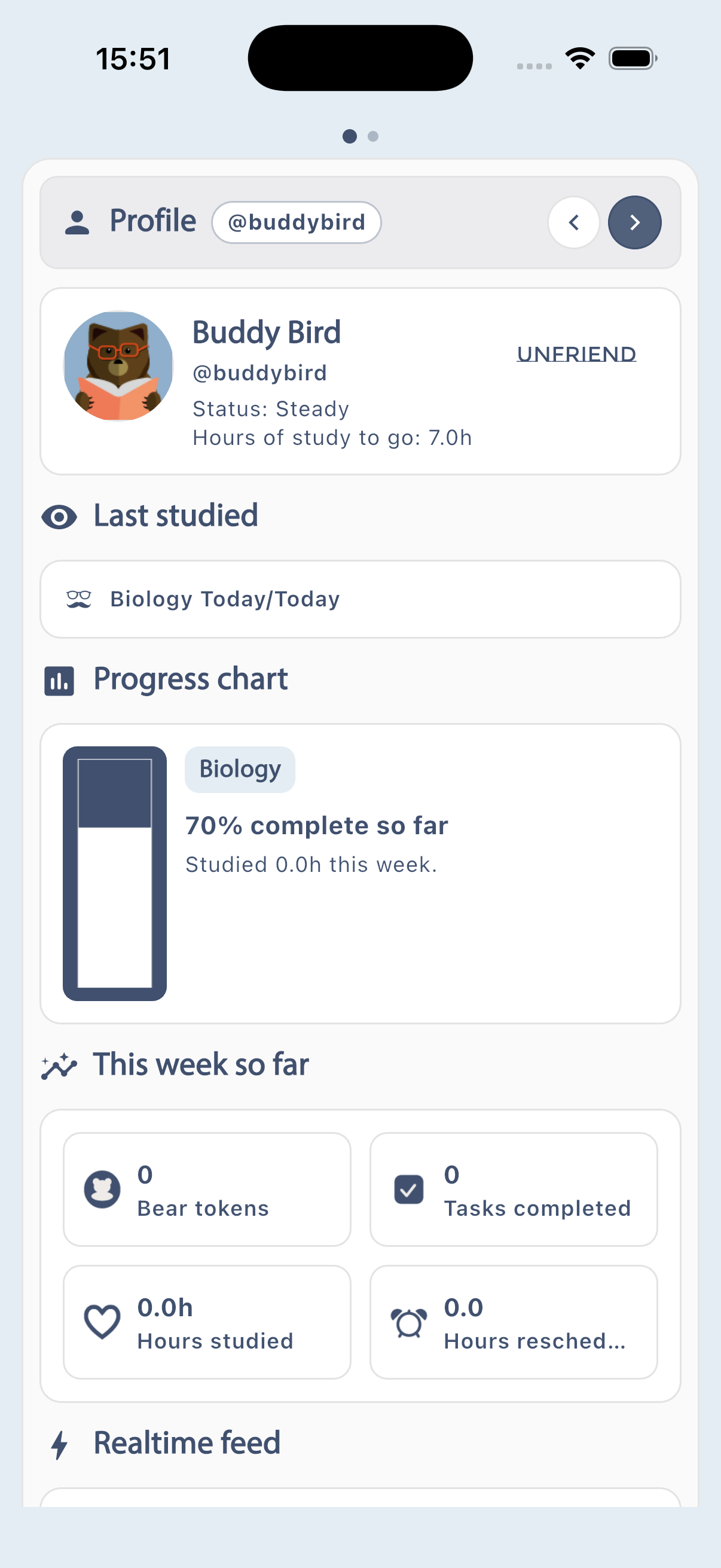 Social Squirrel buddy feed screen