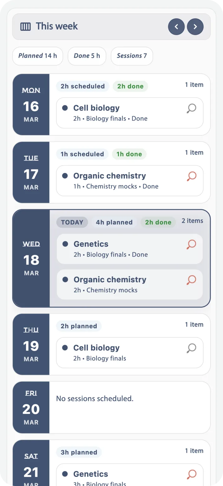 Calendar Cat weekly calendar screen